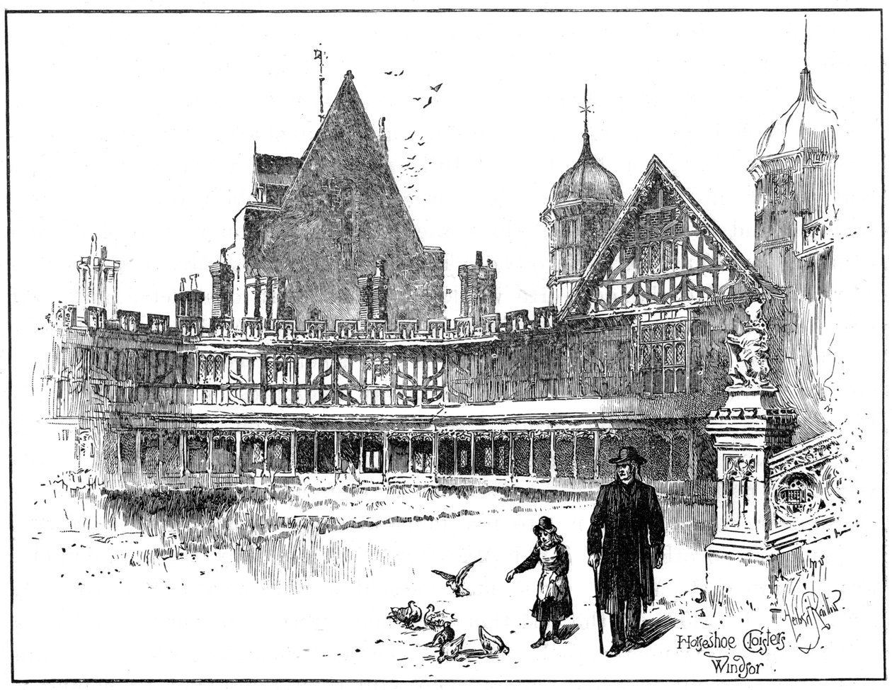 Horseshoe Cloisters, Windsor Castle, 1900 af Unbekannt