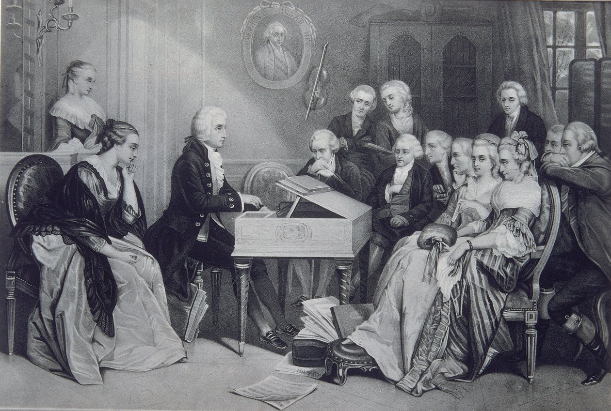 Huskoncert hos Mozart-familien i Wien, 1800-tallet af Unbekannt