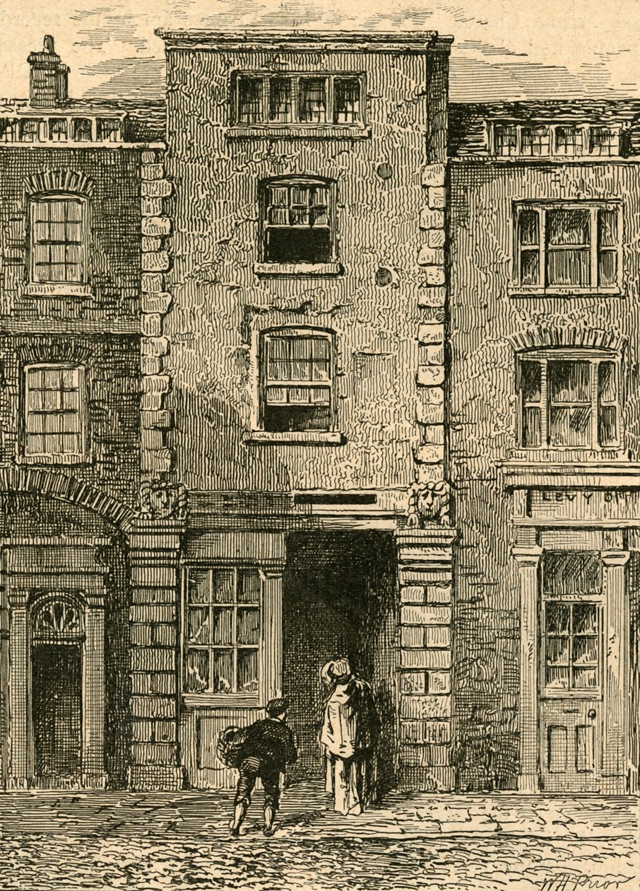 Huset siges at være blevet besat af Dryden i Fetter Lane, 1897. af Unbekannt