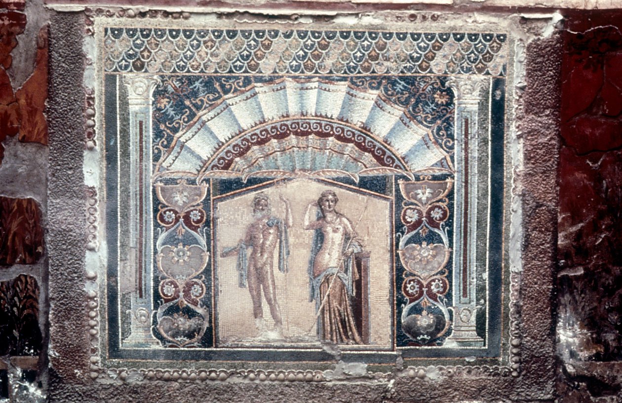 House of Neptun og Amphitrite mosaik, romersk, Herculaneum, c69 af Unbekannt