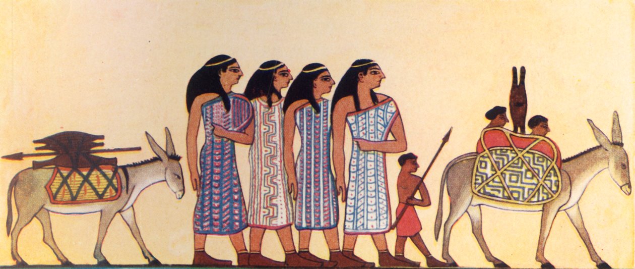 Hvordan en gammel egypter malede israelitternes komme ind i Egypten, c1930. af Unbekannt