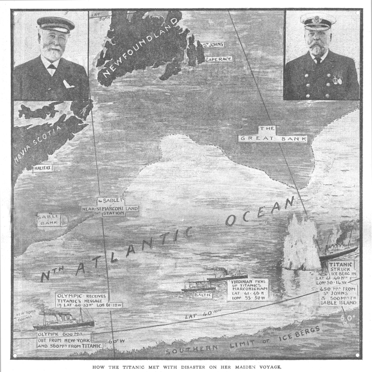 Hvordan Titanic mødtes med katastrofe på sin jomfrurejse den 20. april 1912. af Unbekannt
