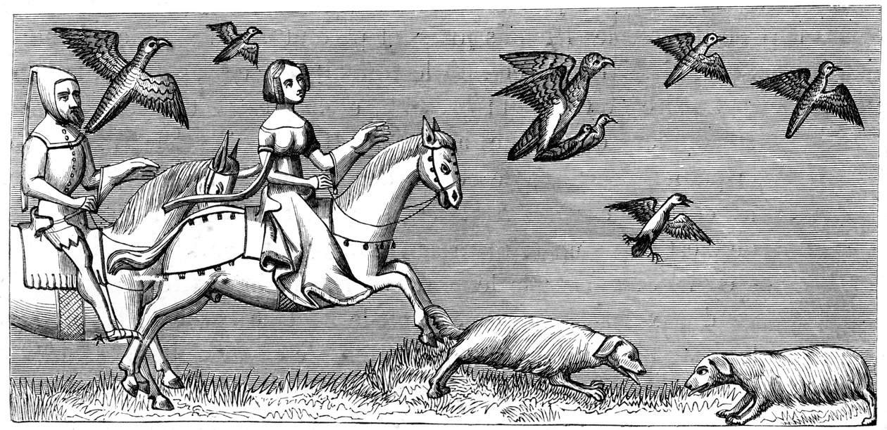 Hvordan man får unge høge til at flyve, 1300-tallet 1849 af Unbekannt