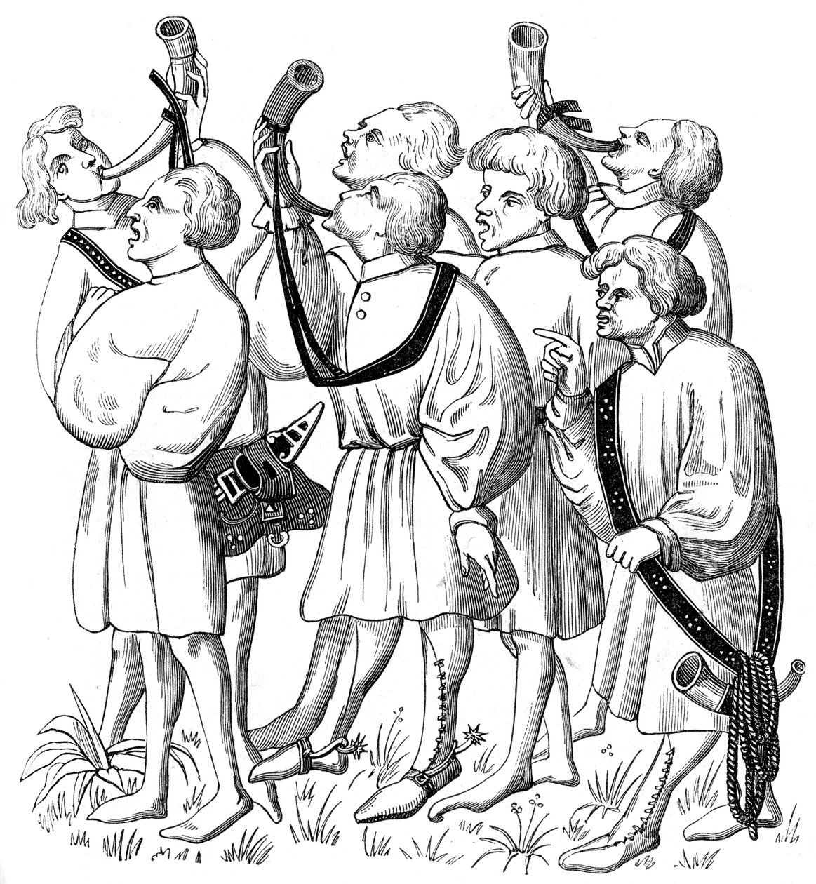 Hvordan man råber og blæser i horn, 1400-tallet 1849 af Unbekannt