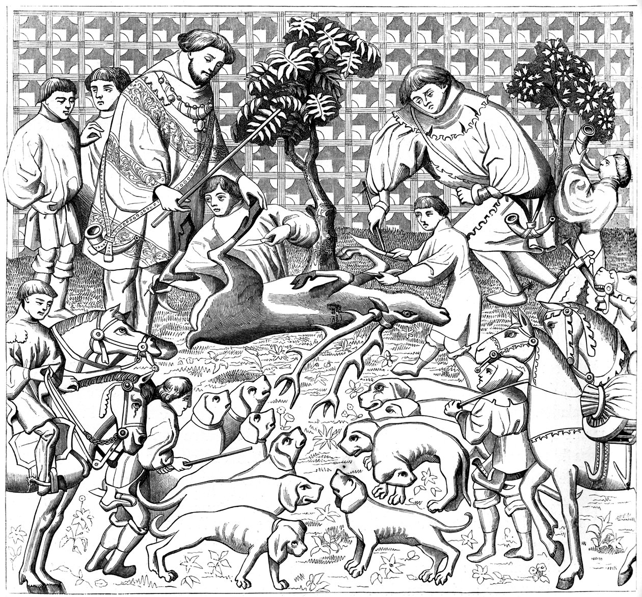 Hvordan man flår en kronhjort, 1400-tallet, 1849 af Unbekannt