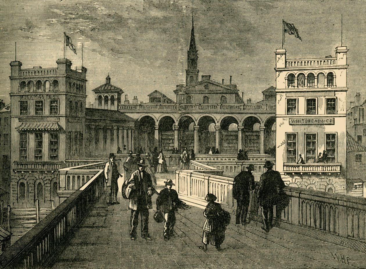 Hungerford Market, fra broen, i 1850, 1881. af Unbekannt