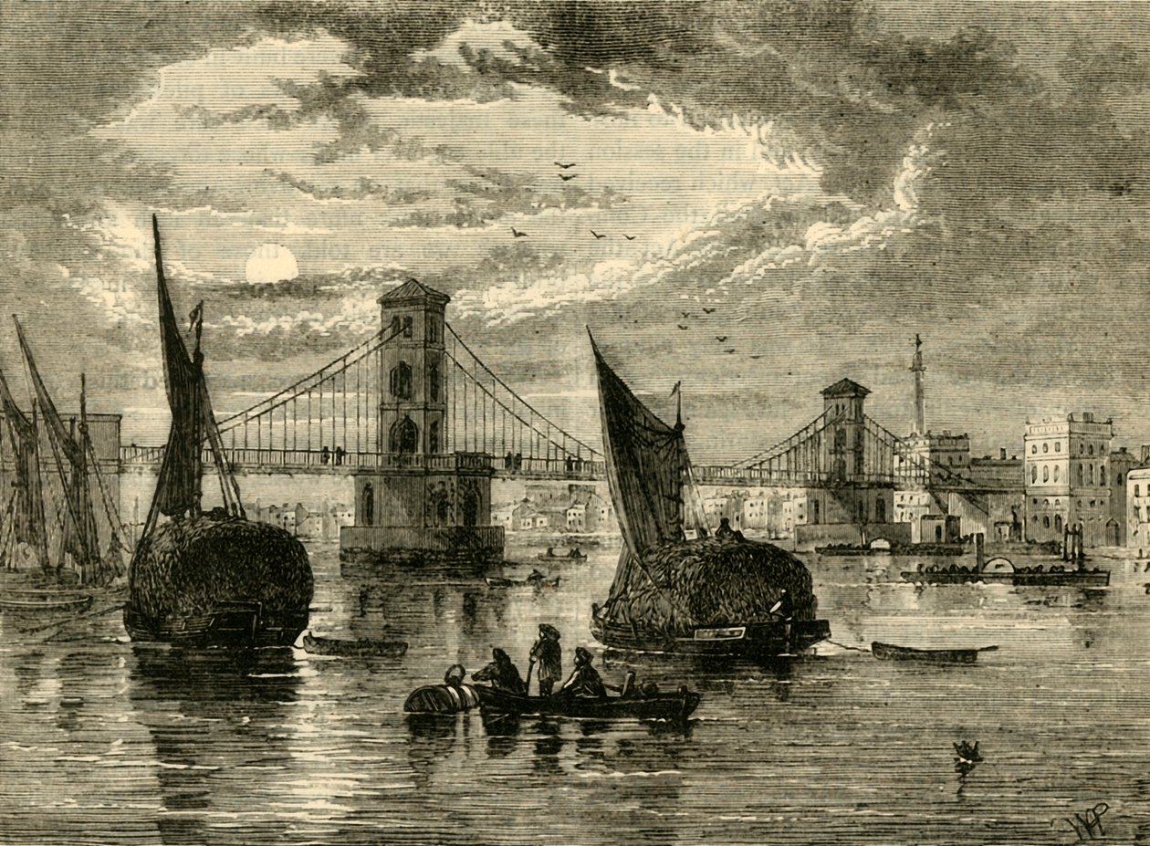 Hungerford Suspension Bridge, 1850, 1881. af Unbekannt