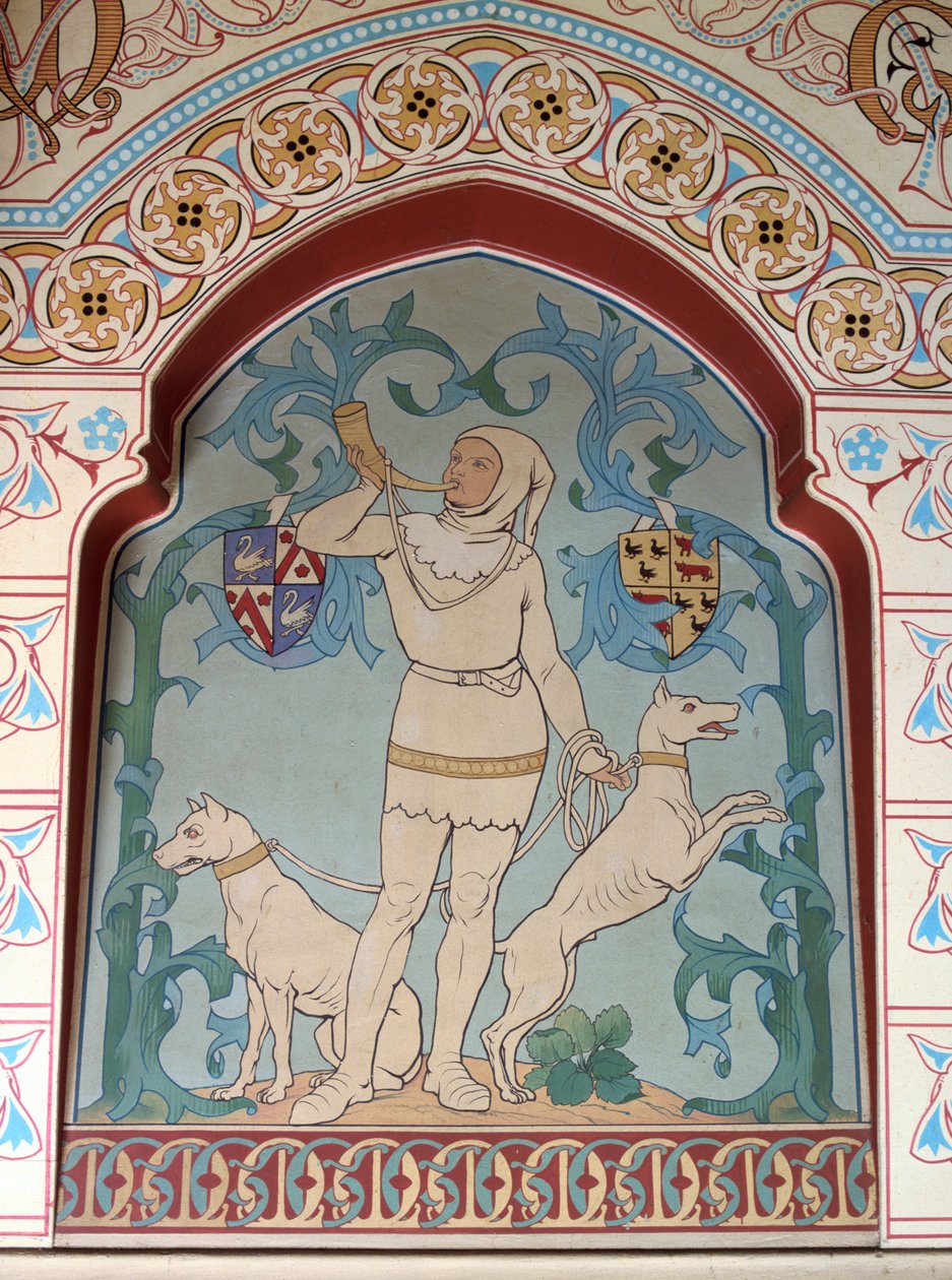 Jæger- og hundedesign i det grønne rum, 1868 af Unbekannt