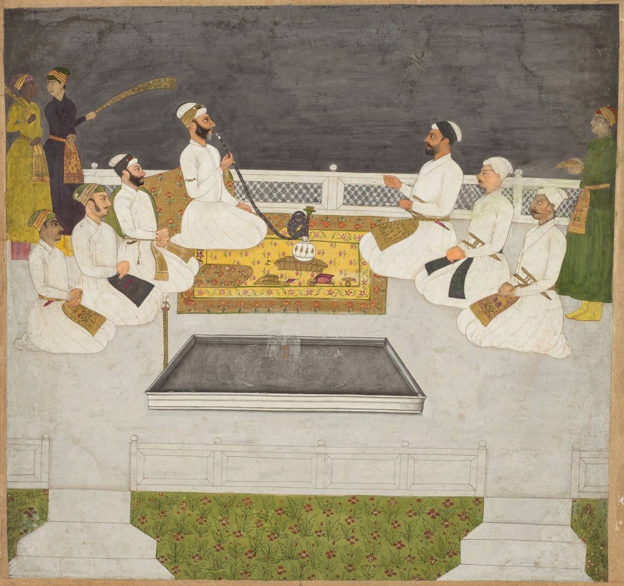 Husain Ali Khan underholder sine brødre Sayyid-brødrene, ca. 1712-19. af Unbekannt