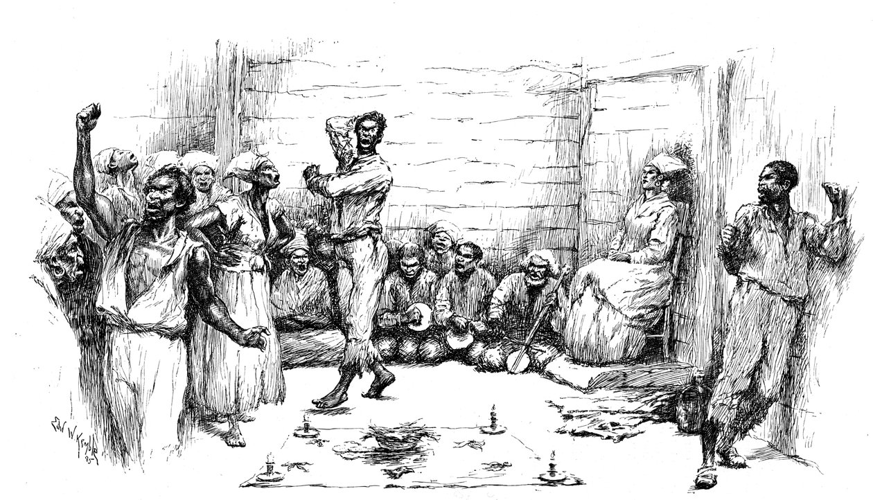 Hypnotisk trance fremkaldt under Voodoo-danseritus, Louisiana, USA, 1886 af Unbekannt