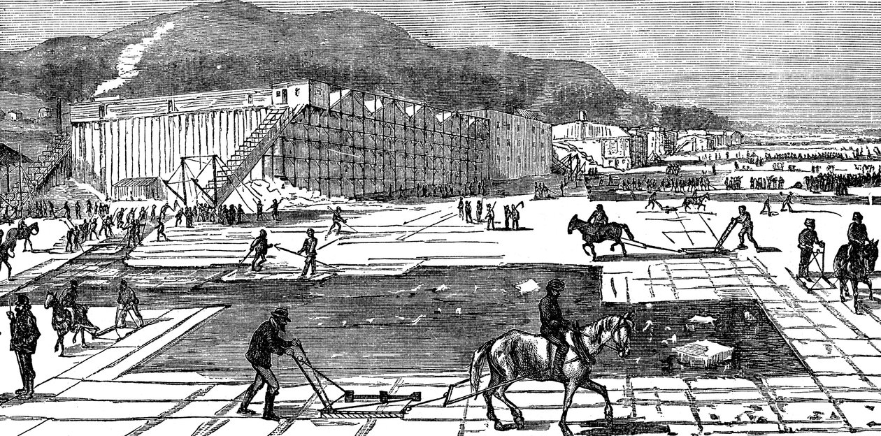 Issamling på Hudson-floden nær New York, USA, 1875 af Unbekannt