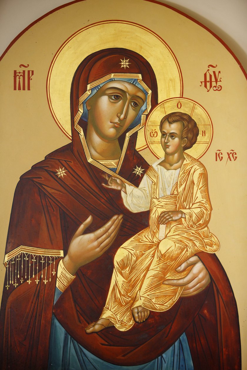 Ikon i Maria Magdalena russisk-ortodoks kirke på olivenbjerget: Jomfru og barn, Jerusalem, Israel af Unbekannt