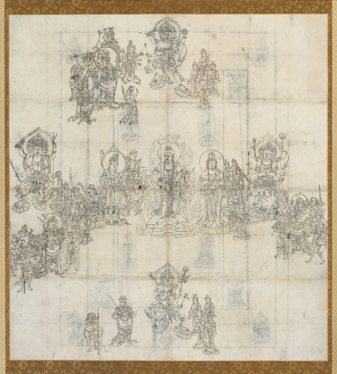 Ikonografisk skitse Zuzo for the Benevolent Kings Sutra Mandala, 1100-tallet. af Unbekannt
