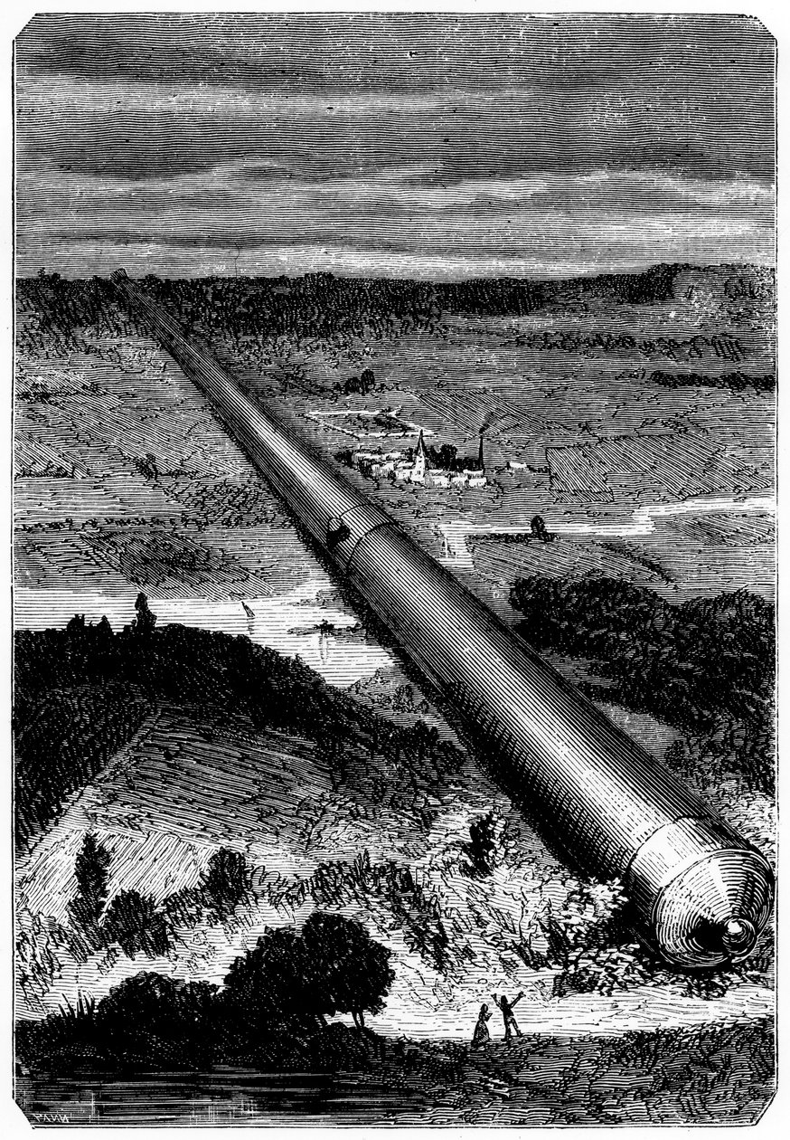 Illustration fra Fra Jorden til Månen af ​​Jules Verne, 1865 af Unbekannt