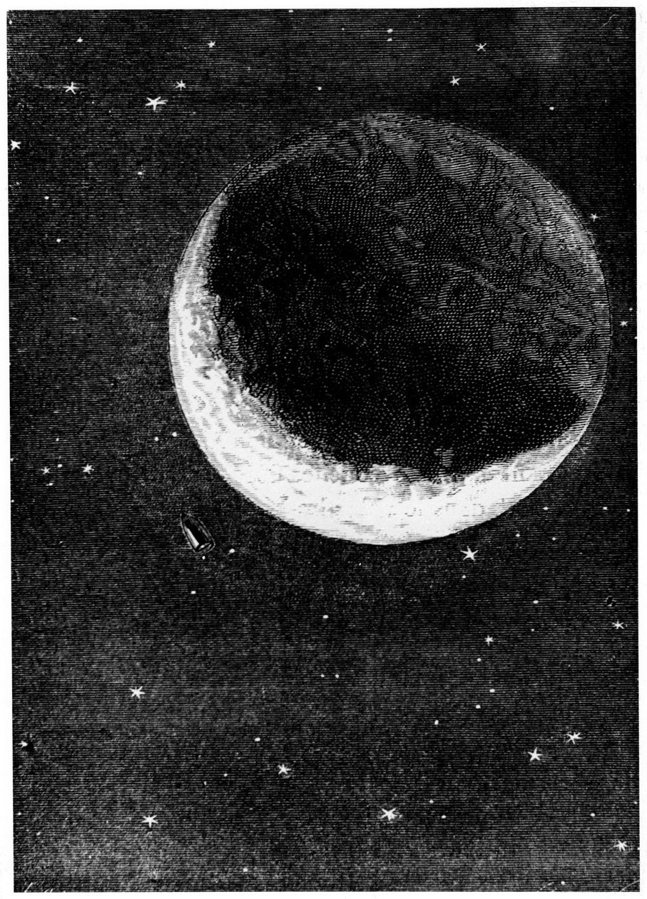 Illustration fra Fra Jorden til Månen af ​​Jules Verne, 1865 af Unbekannt
