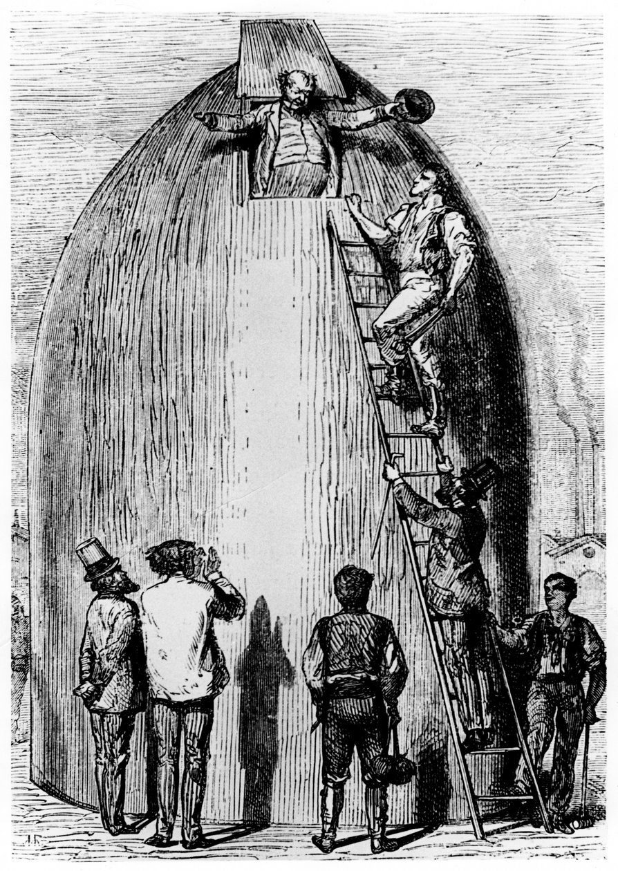 Illustration fra Fra Jorden til Månen af ​​Jules Verne, 1865 af Unbekannt