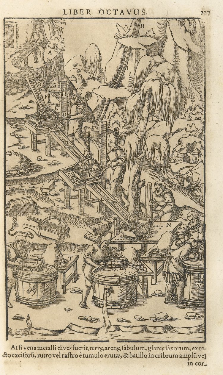 Illustration fra De re metallica libri XII af Georgius Agricola, 1556 af Unbekannt