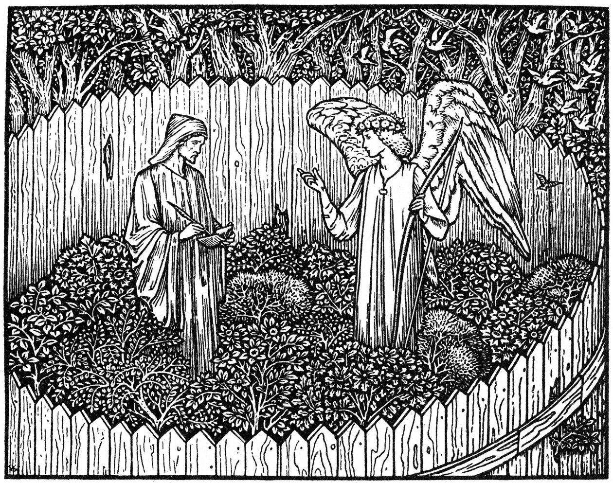 Illustration fra Kelmscott Press-udgaven af Works of Geoffrey Chaucer, 1896 1964 af Unbekannt