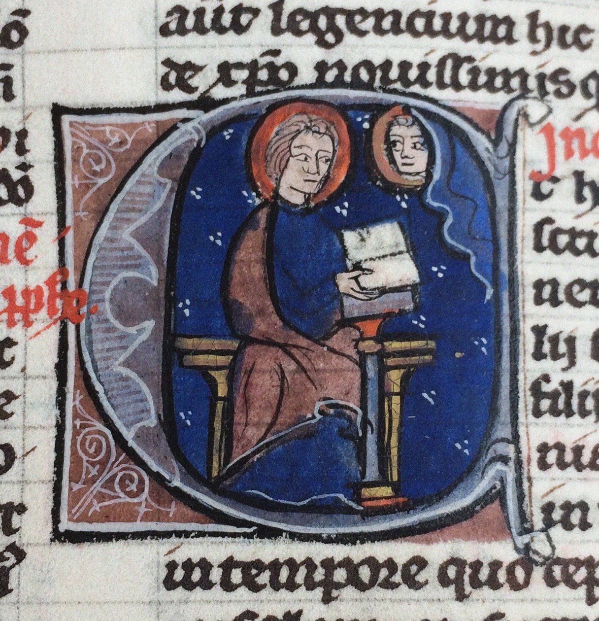 Jeg læser Abelards og Heloises breve. Fra Bible moralisée, 1200-tallet af Unbekannt