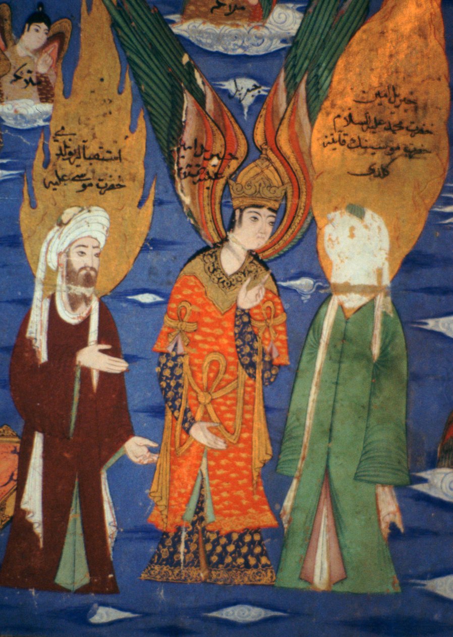 Billede af profeten Muhammed, der stiger op til himlen, 1500-tallet af Unbekannt