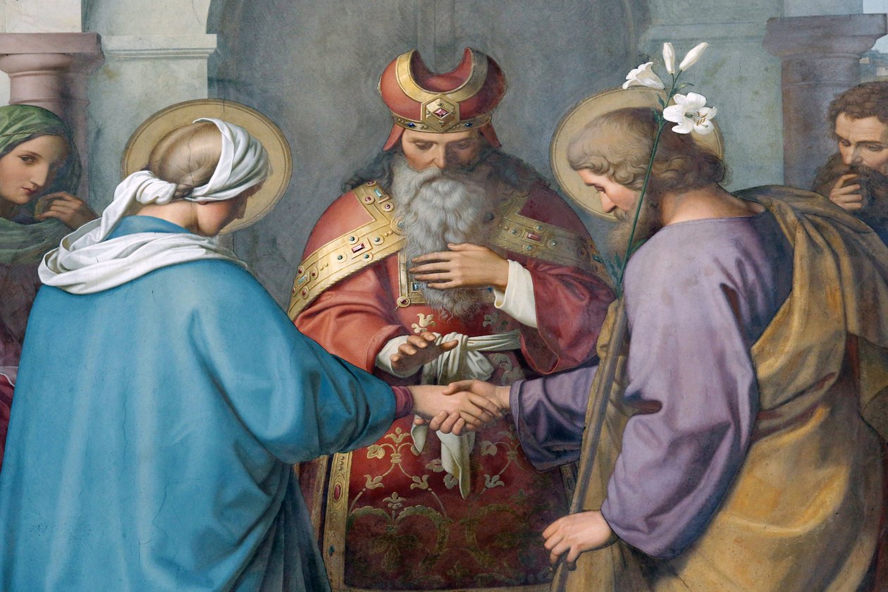 Kejserlige katedral i Speyer. Malerier af Schraudolph. Josef og Maria. Bryllup, Speyer, Tyskland af Unbekannt