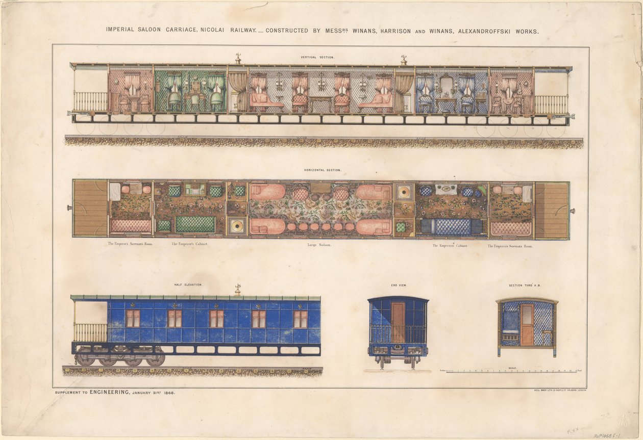Kejserlig salonvogn, Nikolayevsky-jernbanen, 1868 af Unbekannt