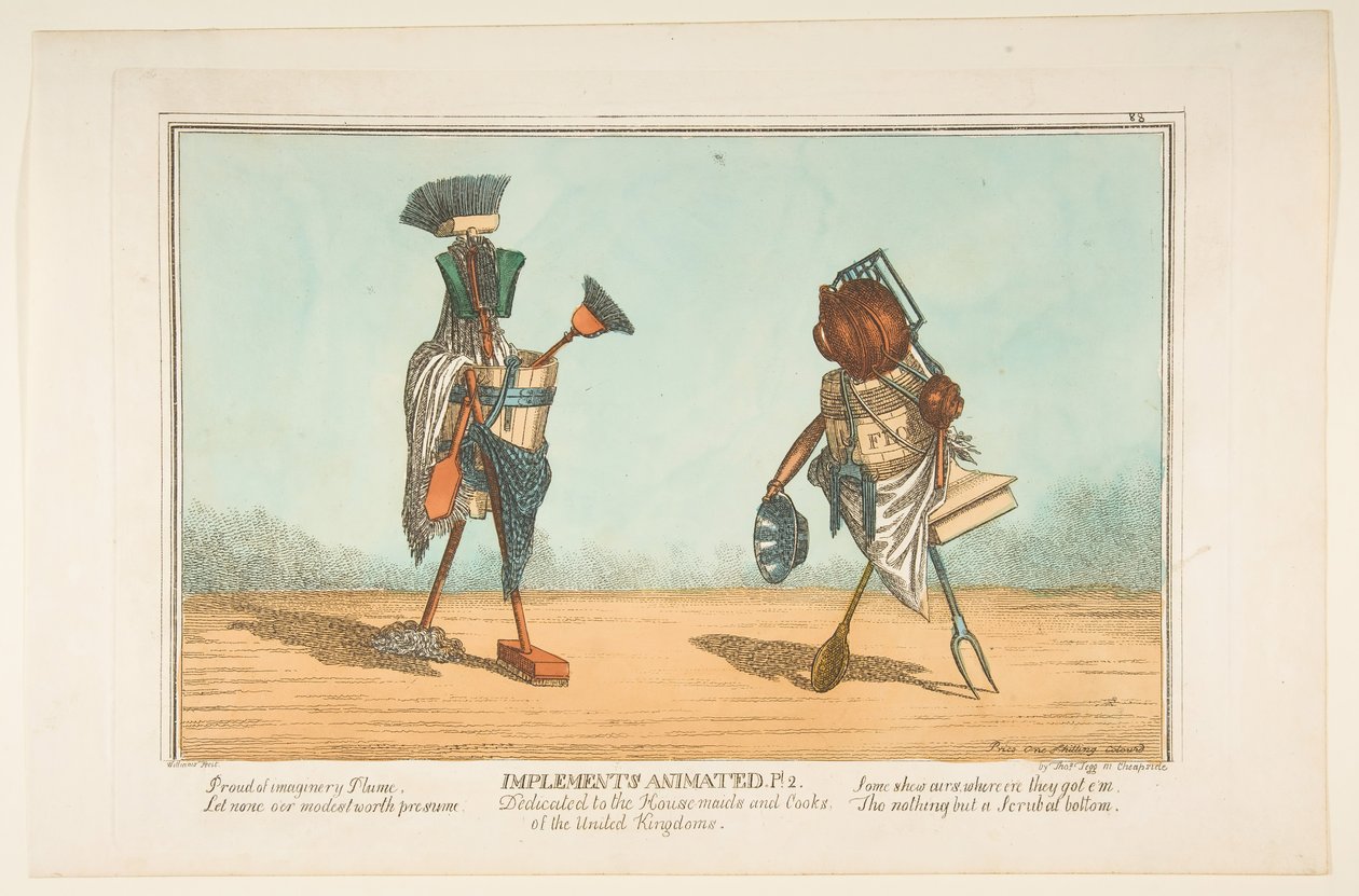 Implementer Animated, Pl. 2, dedikeret til stuepigerne og kokkene i Det Forenede Kongerige, ca. 1811. af Unbekannt