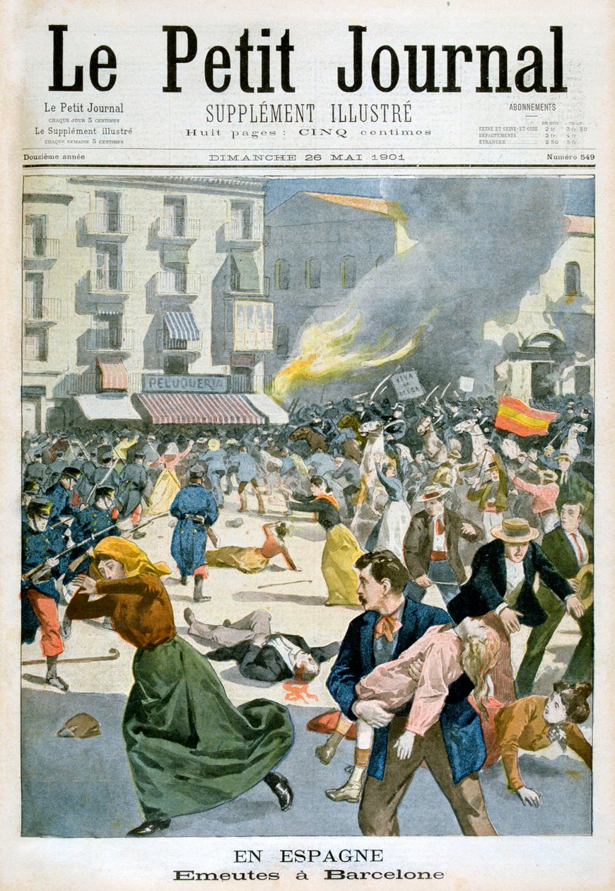 I Spanien bryder optøjer ud i Barcelona, 1901 af Unbekannt