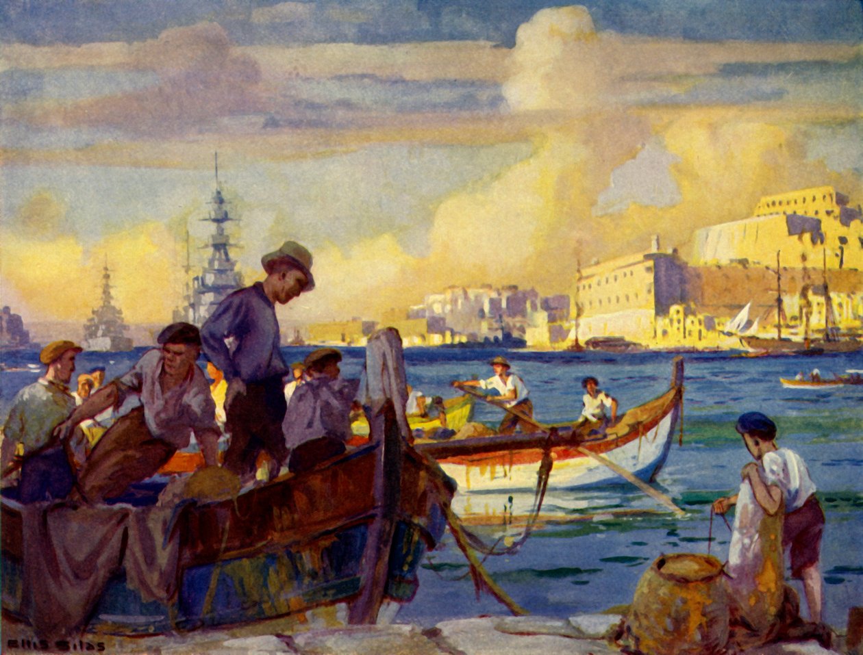 I Grand Harbour i Valletta, Malta, c1948. af Unbekannt