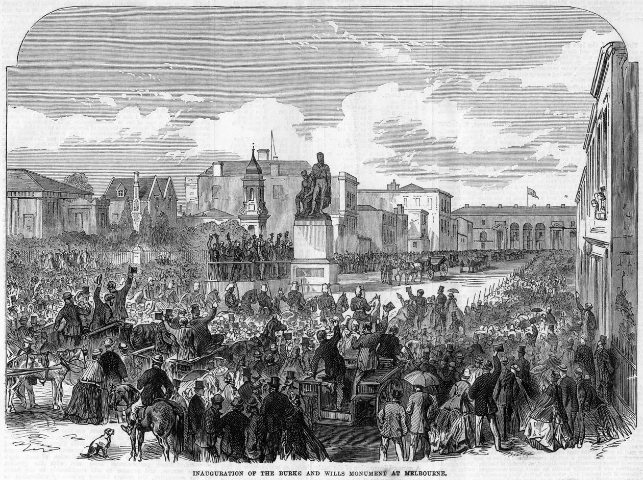 Indvielse af Burke and Wills Monument i Melbourne, Australien, 1865 af Unbekannt