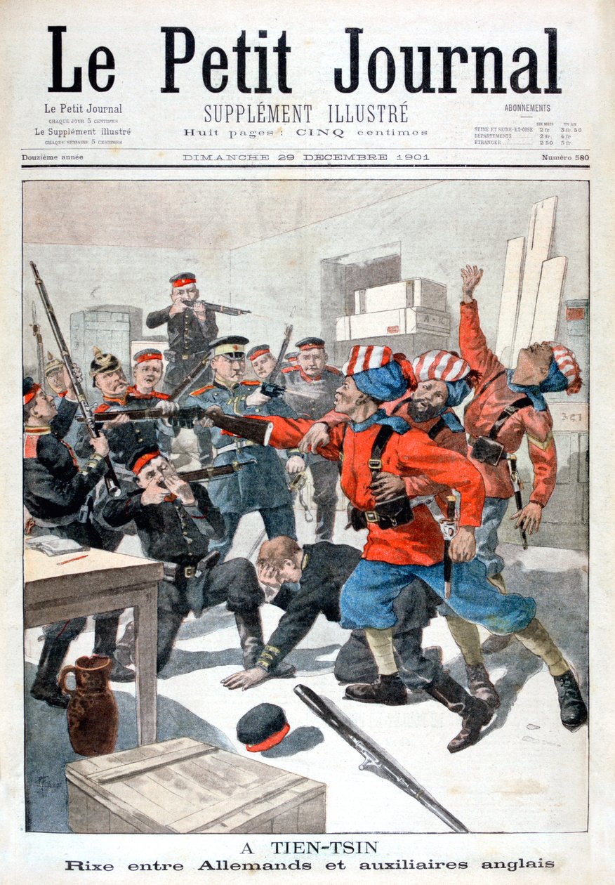 Hændelse mellem tyske tropper og britiske hjælpesoldater, Tientsin, Kina, 1901 af Unbekannt