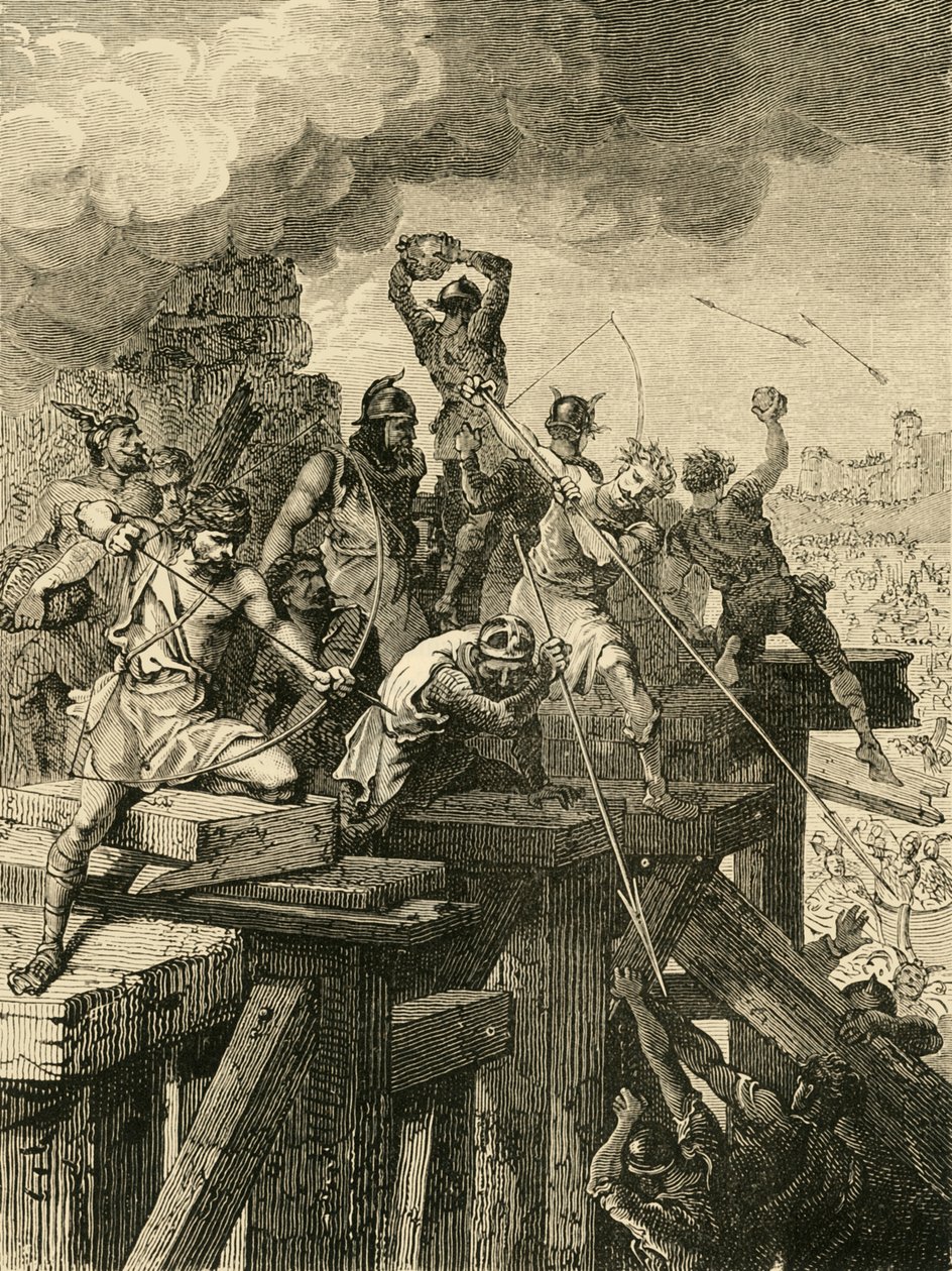Hændelse i belejringen af Paris: Defending the Bridge and Tower, 845, 1890. af Unbekannt