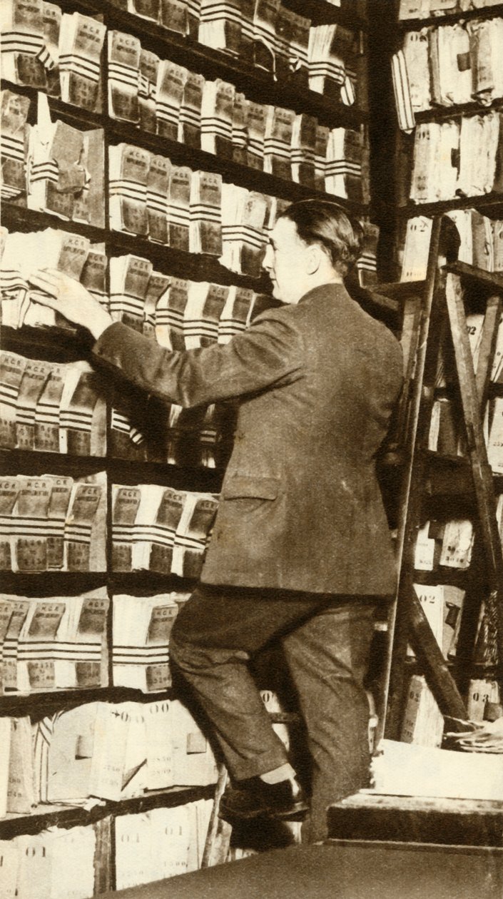Indeks over fingeraftryk på Scotland Yard, London, c1912, 1935. af Unbekannt