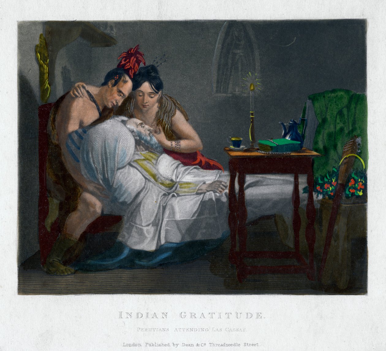 Indian Gratitude - Peruvians attending Las Cassas, 19th century af Unbekannt