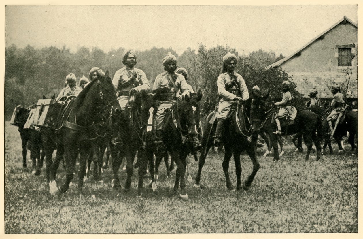 Indiske soldater ved fronten, Første Verdenskrig, 1914, c1920. af Unbekannt