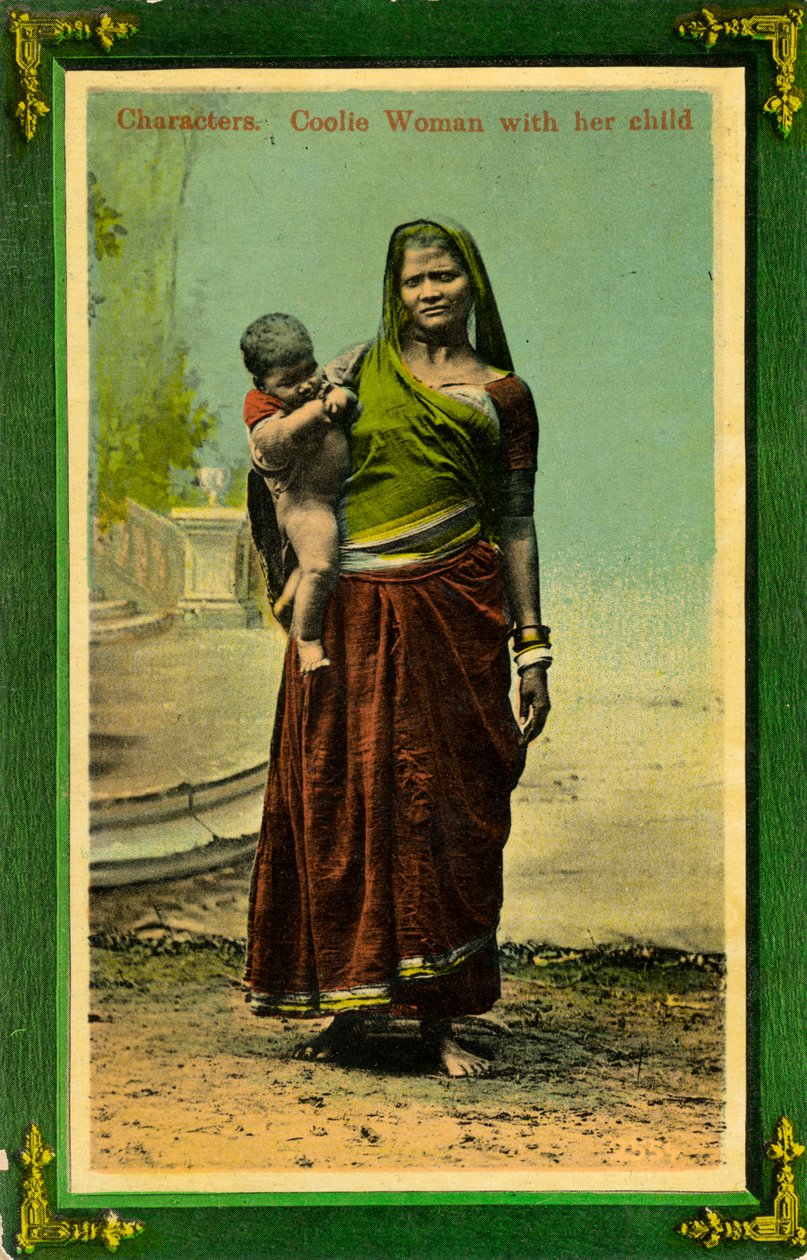 Indisk kvinde med sit barn, Calcutta, Indien, slutningen af det 19. eller begyndelsen af det 20. århundrede af Unbekannt