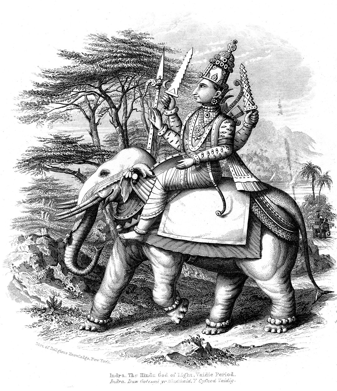 Indra, rektor for de vediske guder i Indien, satte sig på sin elefant, c1880 af Unbekannt