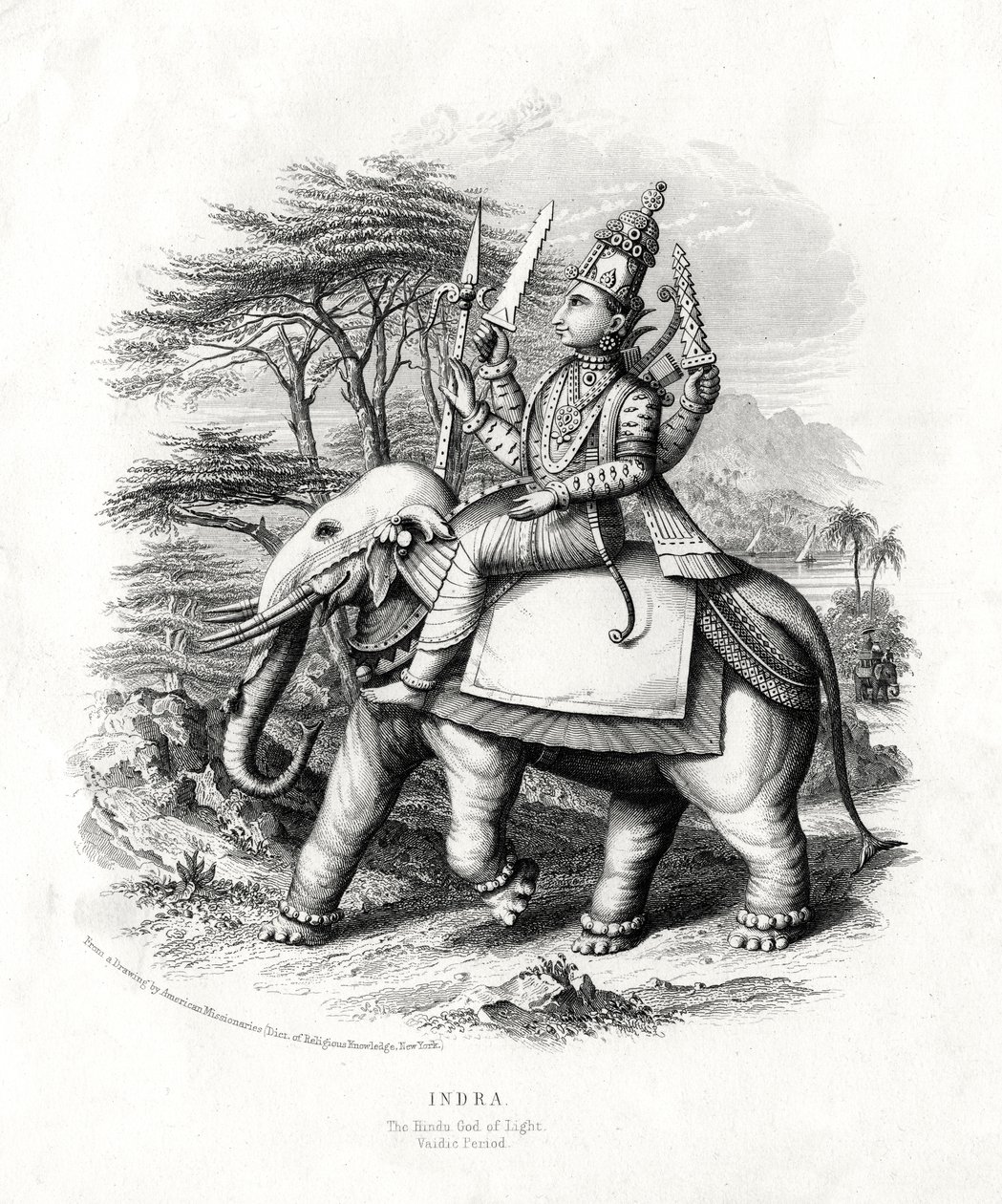 Indra, den hinduistiske lysgud, 1800-tallet af Unbekannt