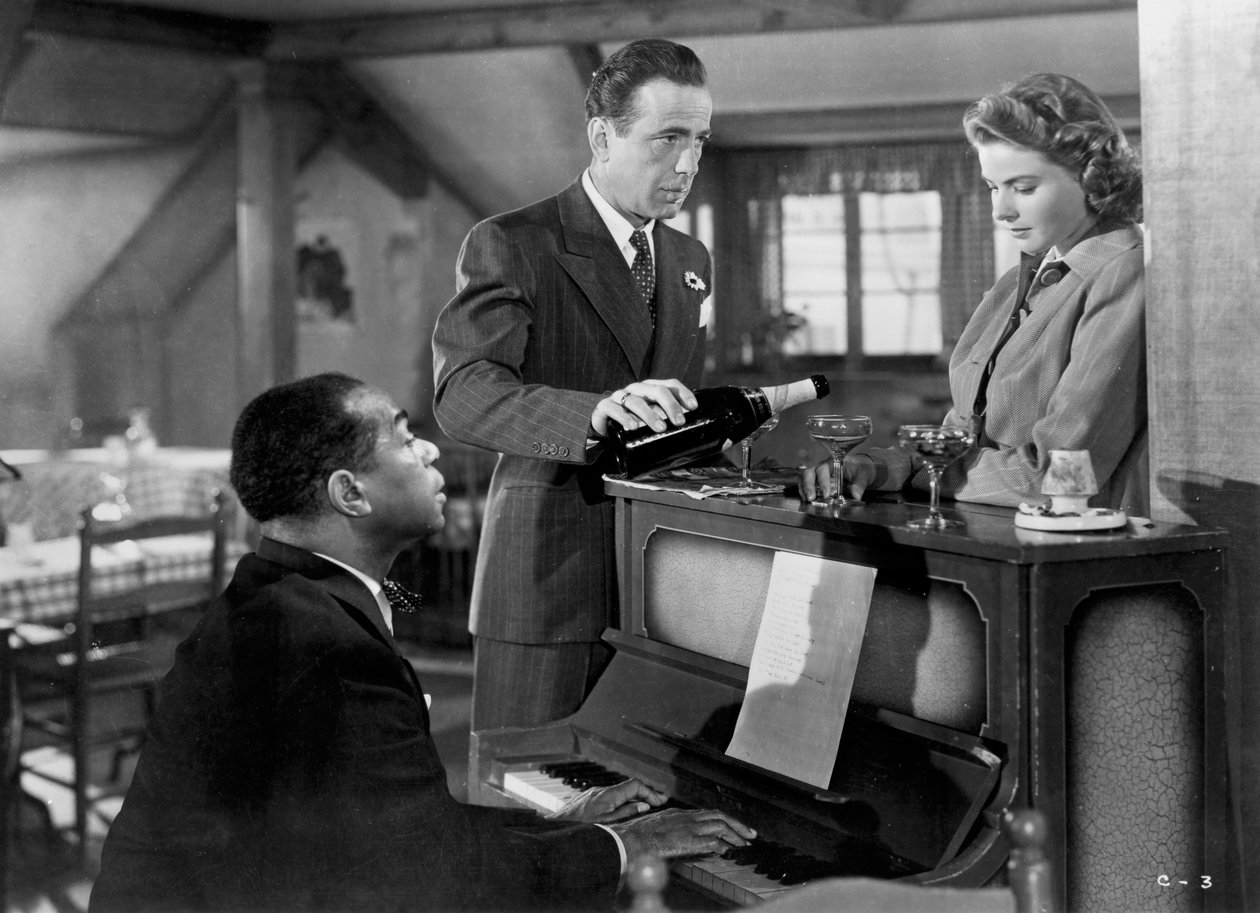 Ingrid Bergman, Humphrey Bogart og Louis Armstrong i Casablanca, 1942 af Unbekannt