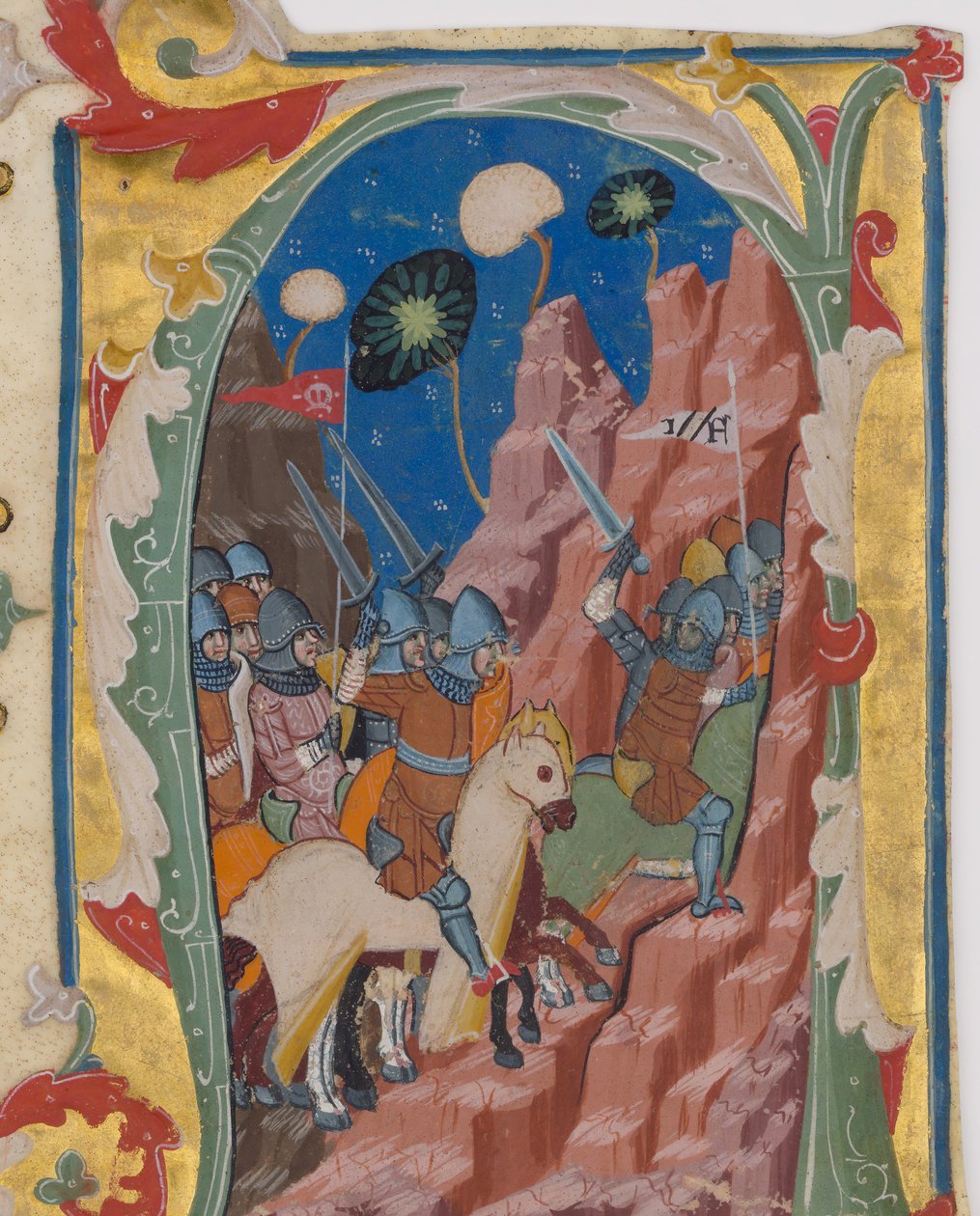Indledende A med Slaget ved Makkabæerne, ca. 1360-70. af Unbekannt