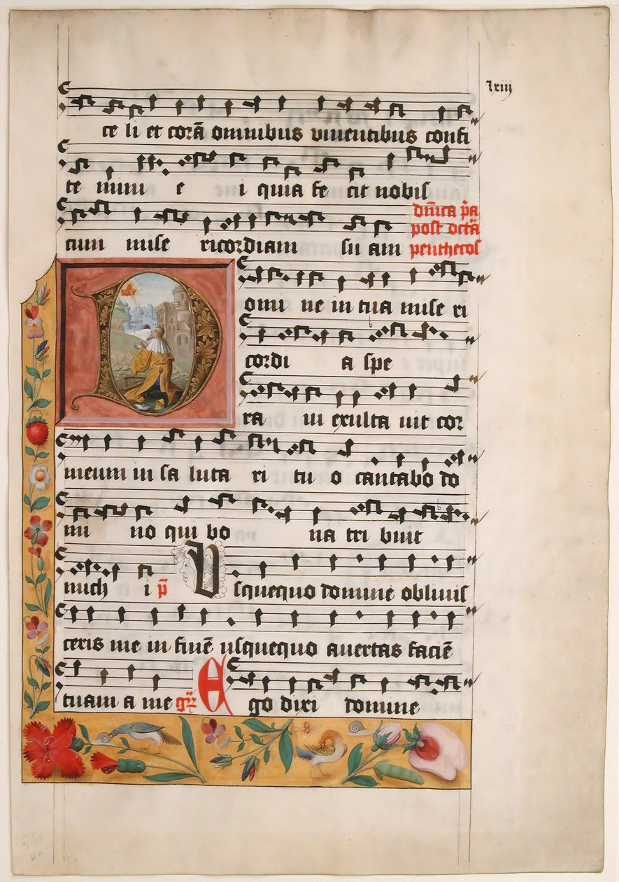 Indledende D med kong David, fra en cisterciensergradual, ca. 1524. af Unbekannt