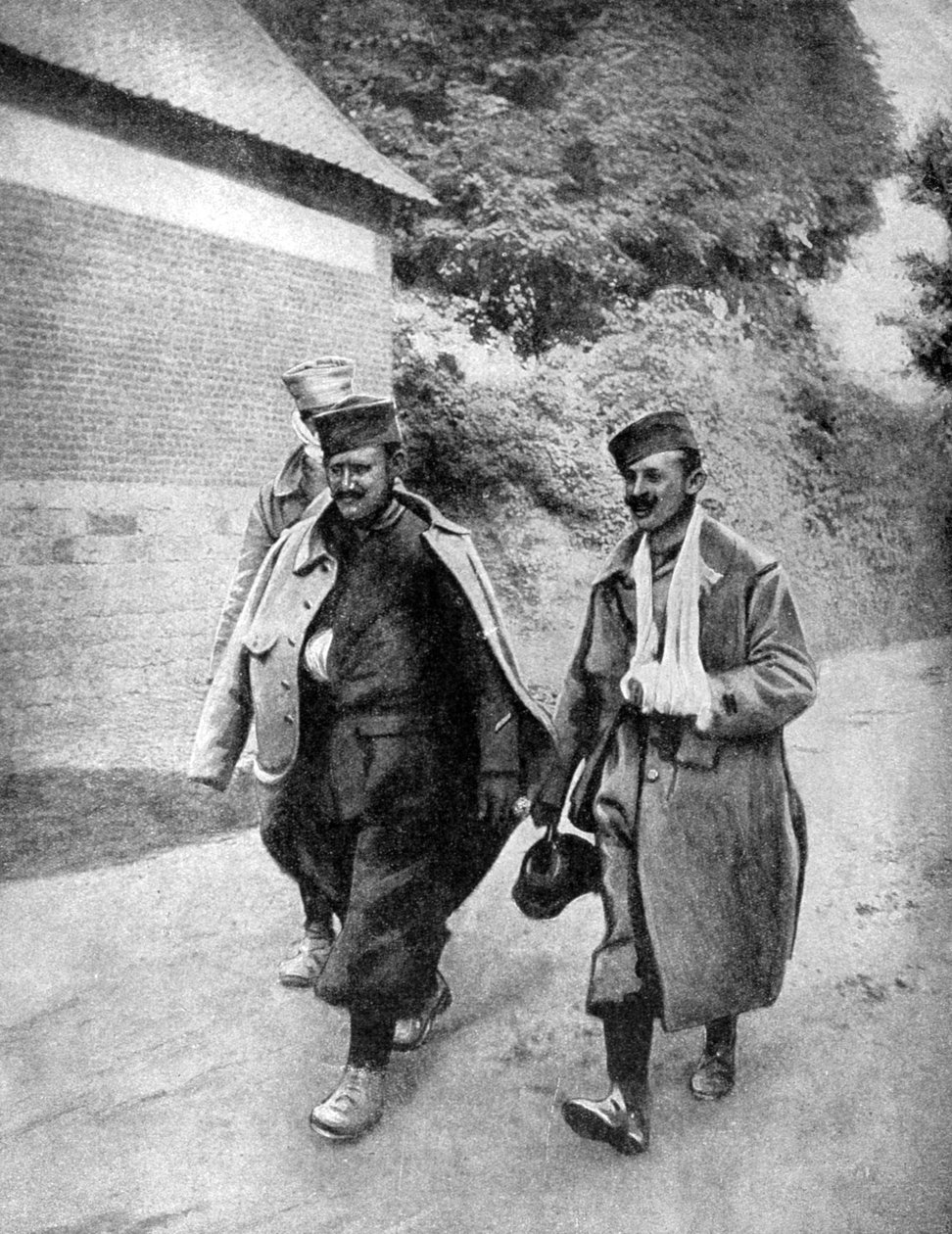 Sårede franske soldater, Arras, Frankrig, Første Verdenskrig, 1915 af Unbekannt