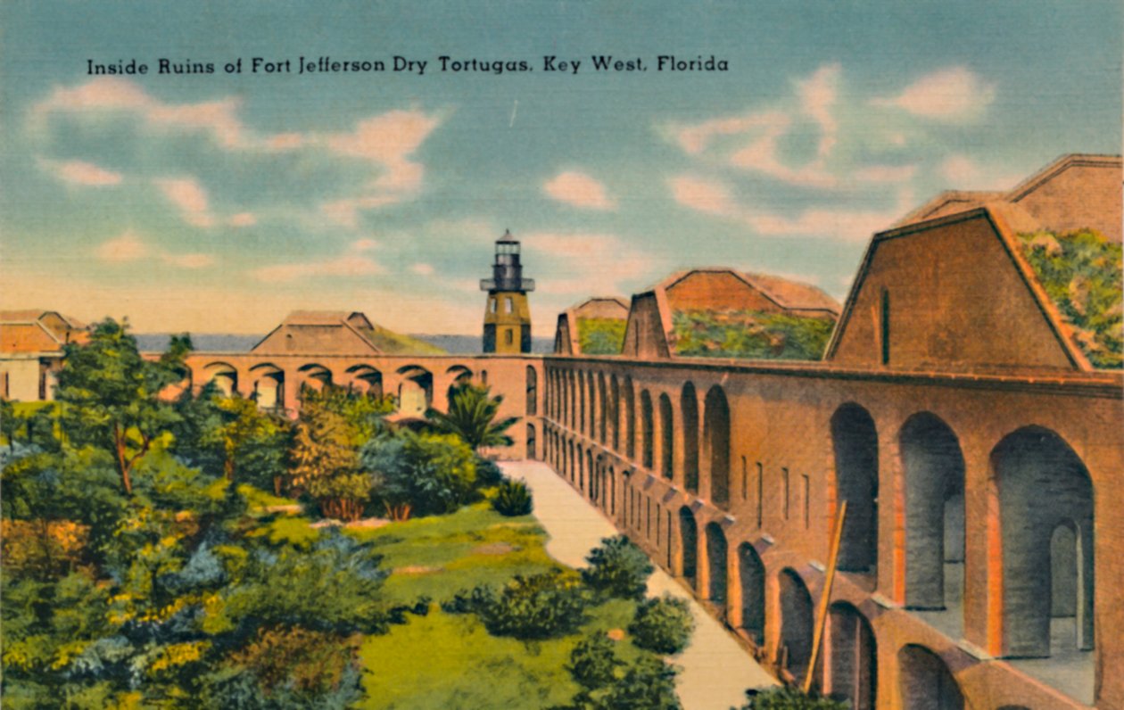 Inde i ruinerne af Fort Jefferson Dry Tortugas, Key West, Florida, c1940