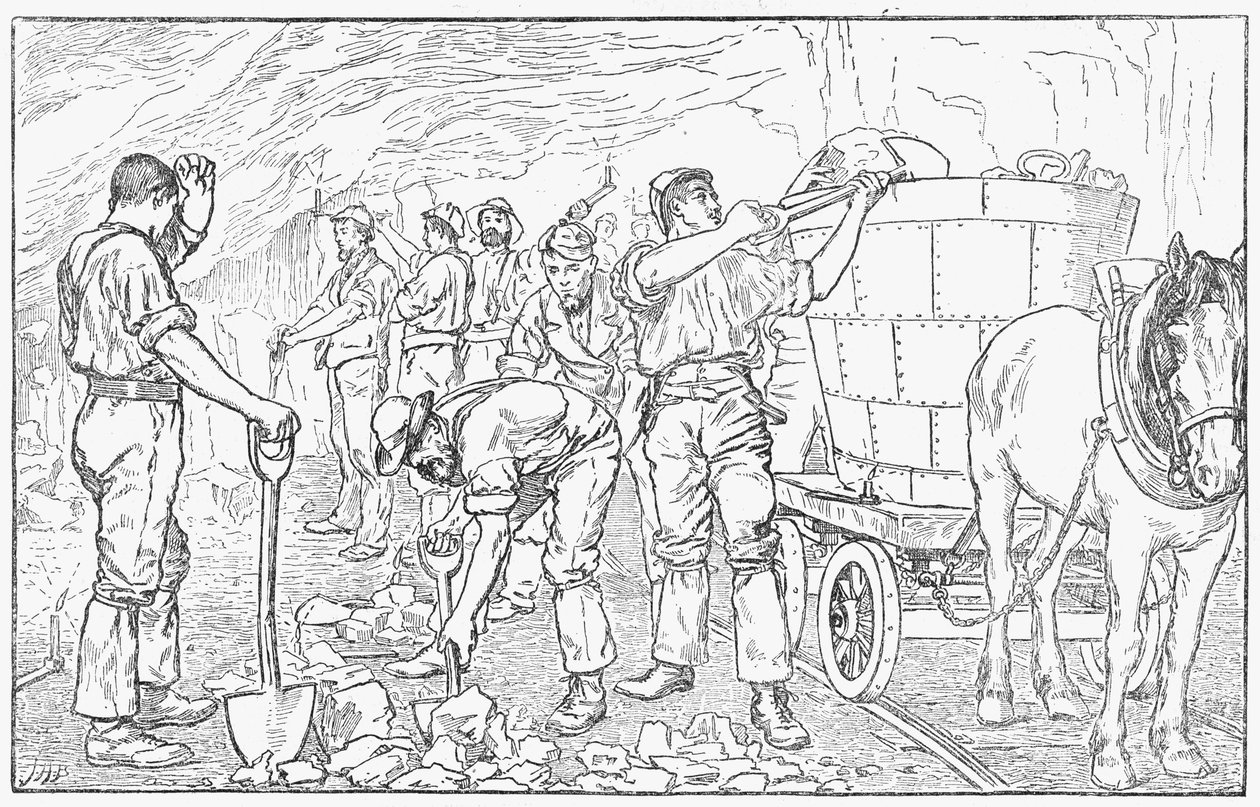 Inde i en Cheshire saltmine, 1889 af Unbekannt