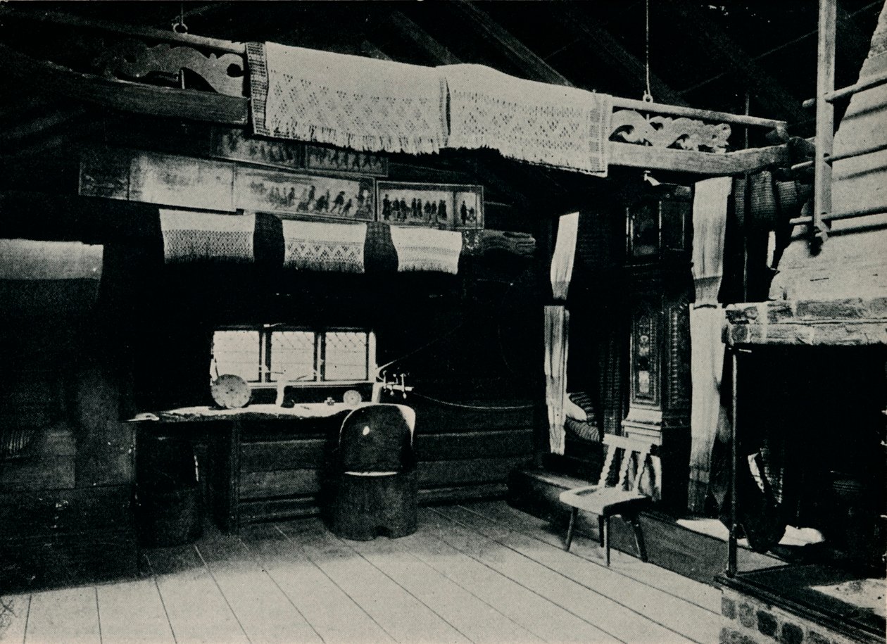 Interiør fra Mora, Skansen Frilandsmuseum, Stockholm, 1925 af Unbekannt
