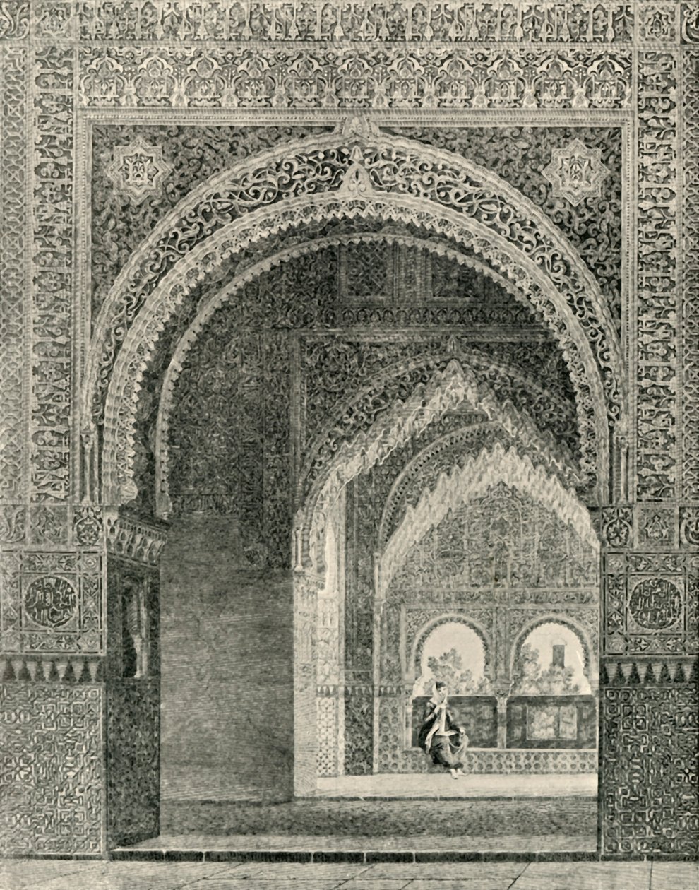 Indvendig udsigt, taget fra Hall of the Two Sisters, 1800-tallet, 1907. af Unbekannt