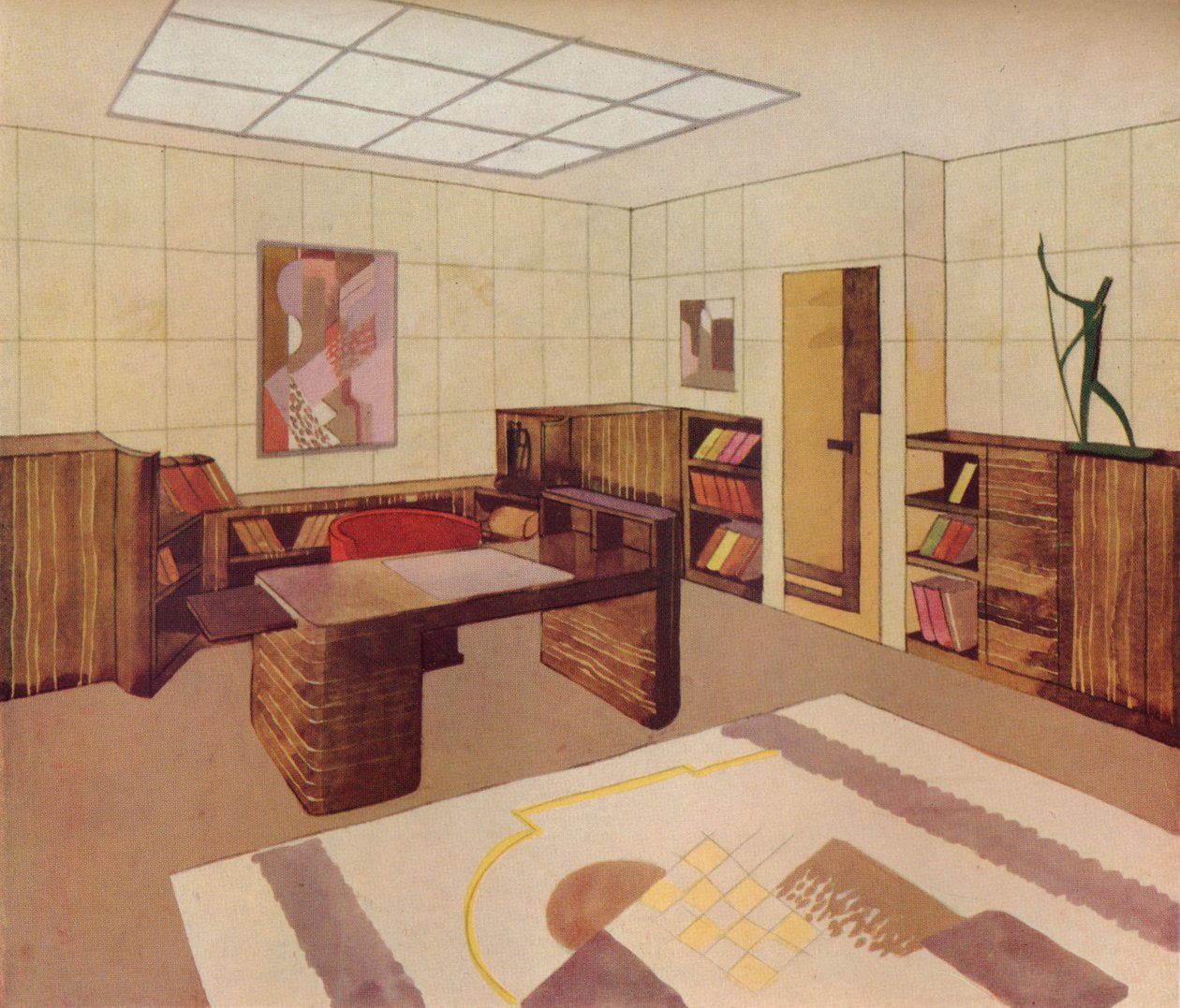 Interiør designet og udført af DIM Decoration Interieure Moderne, c1930 af Unbekannt