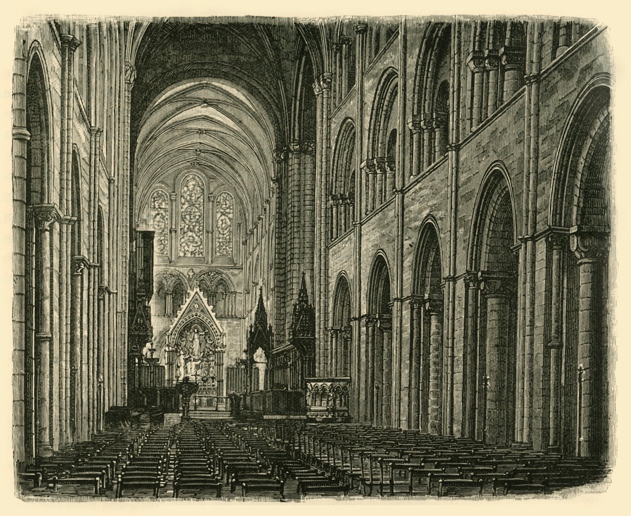 Interiør af Chichester Cathedral, Looking East, 1898. af Unbekannt