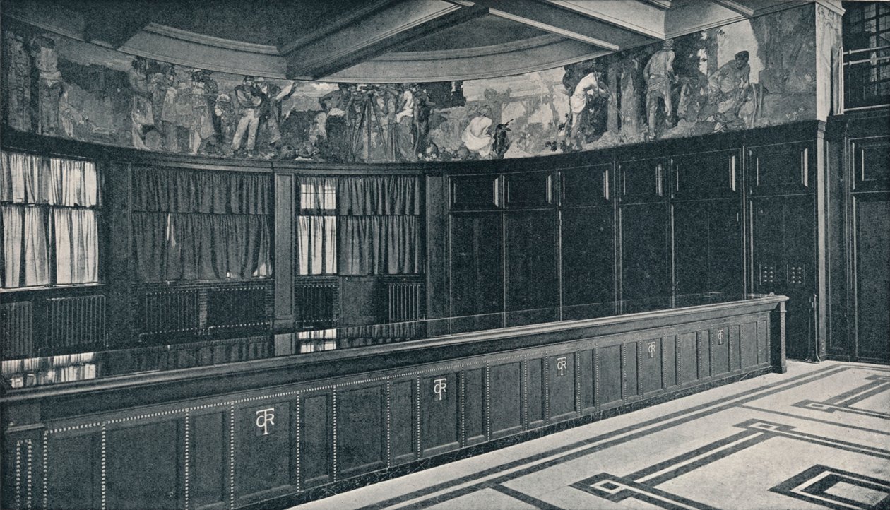 Interiør af Grand Trunk Railways nye London-kontorer med temperafrise af Frank Brangwyn, c1909 af Unbekannt