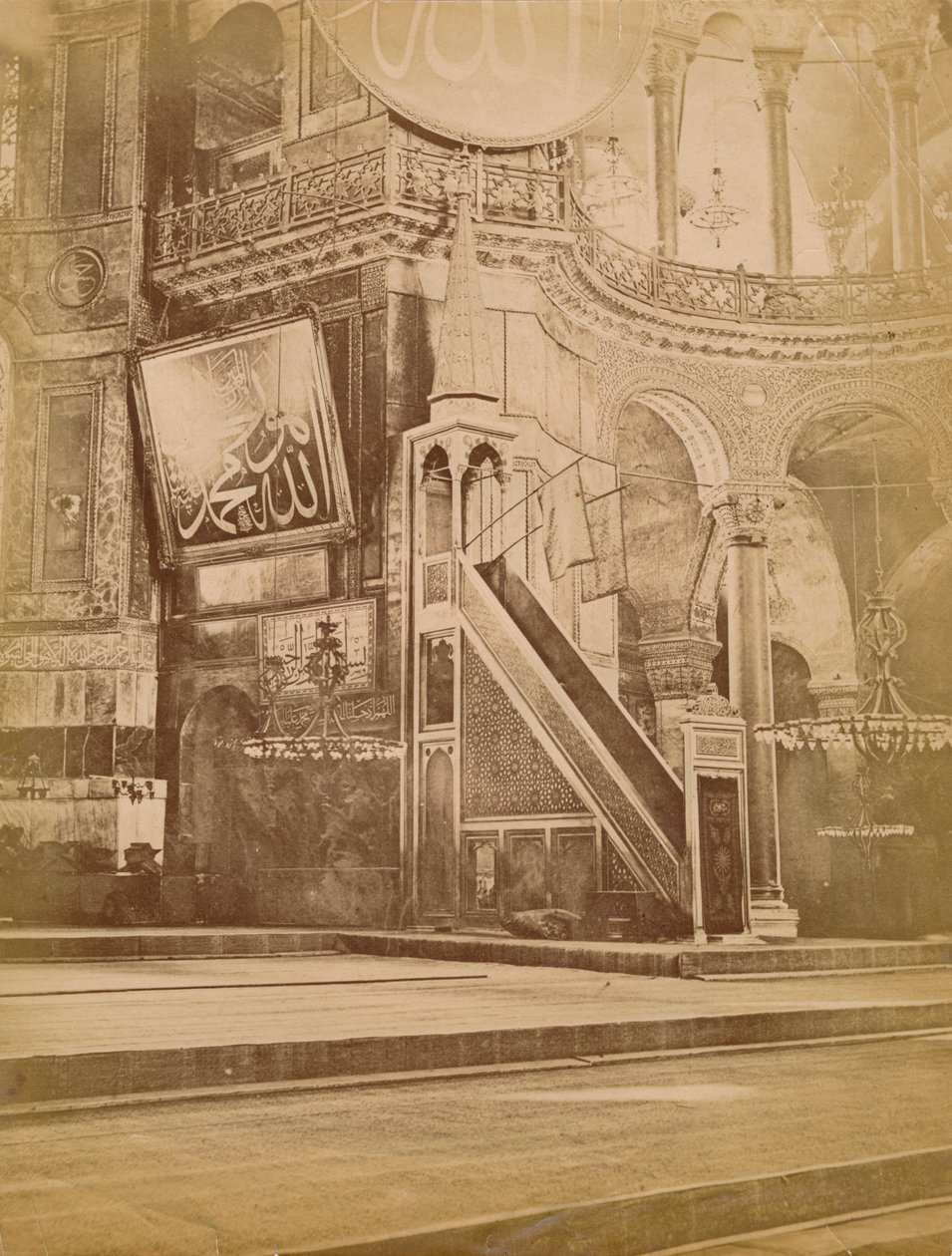Interiør af Hagia Sophia, Istanbul, Tyrkiet, 1800-tallet. af Unbekannt